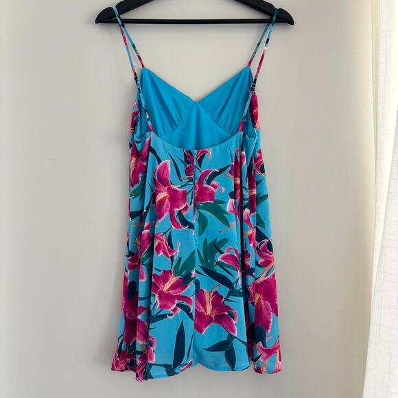 SOLD! DO NOT BUY! Show Me Your Mumu Mini Dress Blue Pink Tropical Floral - Picture 4 of 7